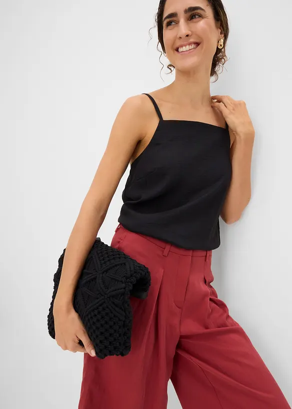 Top in misto viscosa con effetto plissettato, bonprix