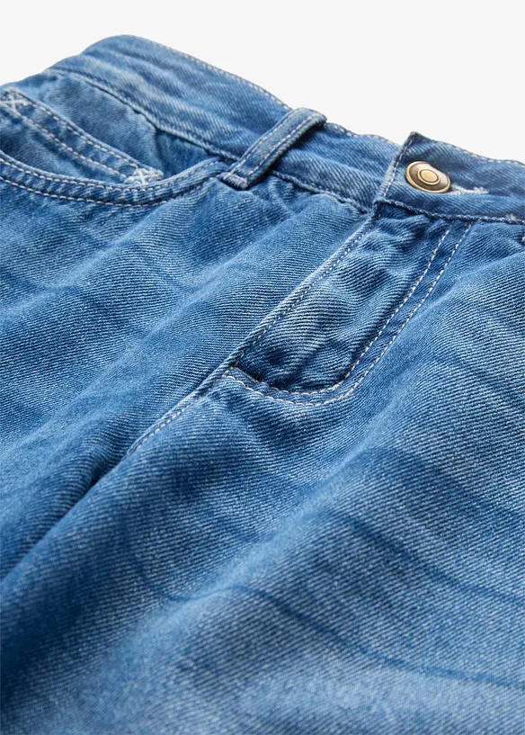 Bermuda in jeans con vita elasticizzata, vita media, bonprix