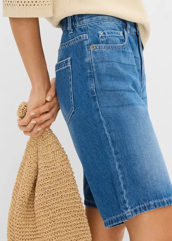 Bermuda in jeans con vita elasticizzata, vita media, bonprix