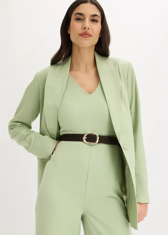 Cintura in pelle scamosciata con fibbia lucida, bonprix