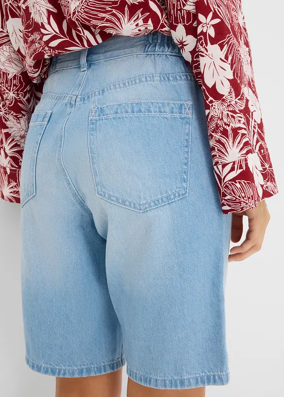 Bermuda in jeans con vita elasticizzata, vita media, bonprix