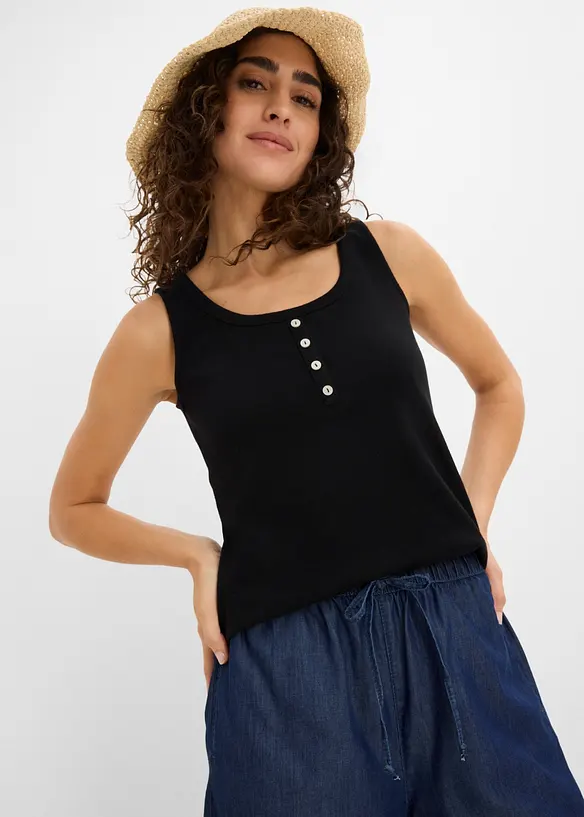 Shorts di jeans con vita elasticizzata, vita media, bonprix