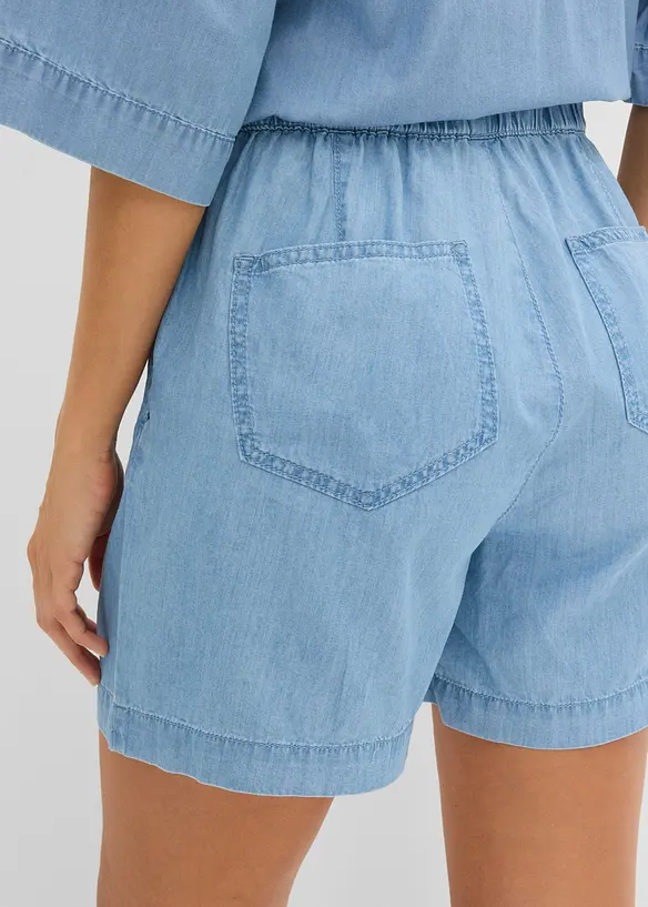 Shorts di jeans con vita elasticizzata, vita media, bonprix