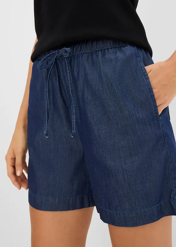 Shorts di jeans con vita elasticizzata, vita media, bonprix