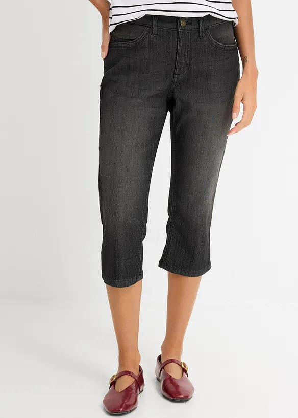 Jeans capri slim, vita media, bonprix