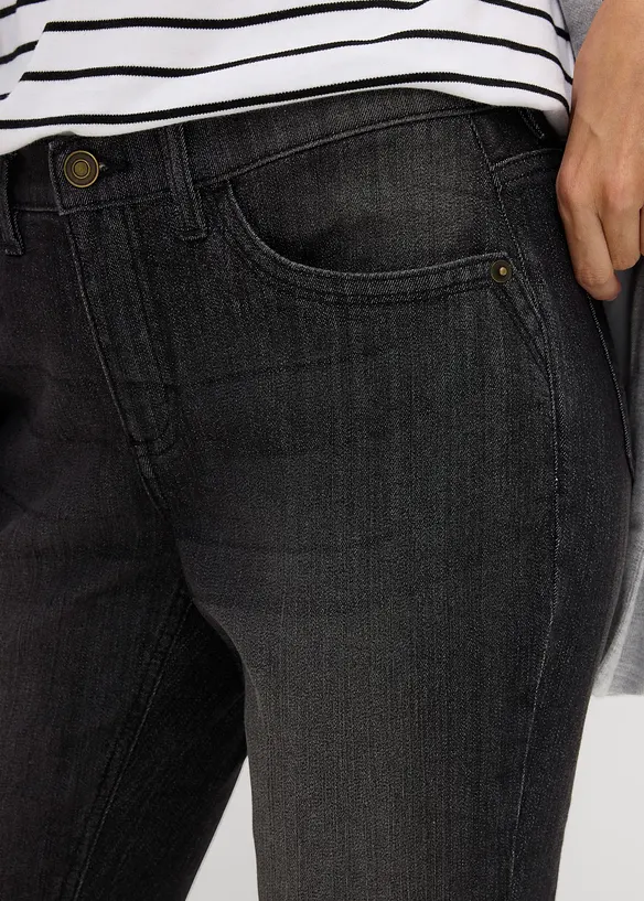Jeans capri slim, vita media, bonprix