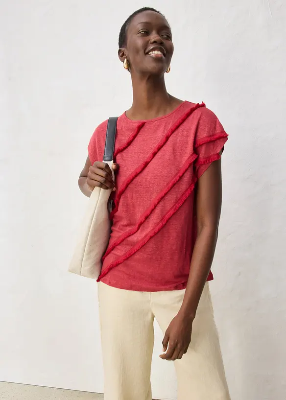 Maglia in puro lino con applicazione, bonprix