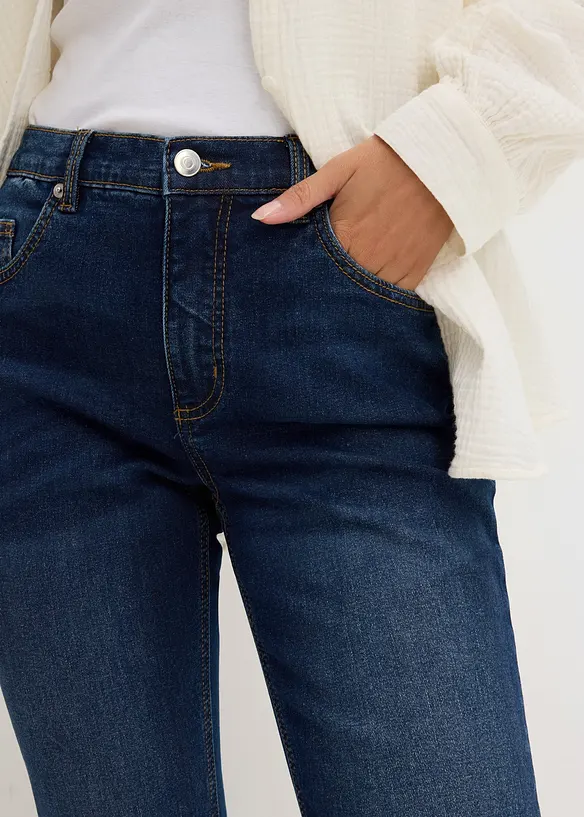 Jeans bootcut cropped, vita alta, bonprix