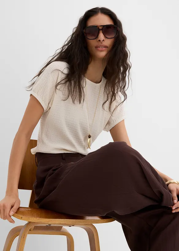 Pantaloni estivi in misto viscosa con pinces, bonprix