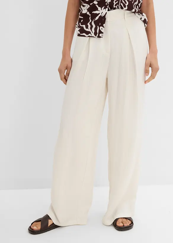 Pantaloni estivi in misto viscosa con pinces, bonprix