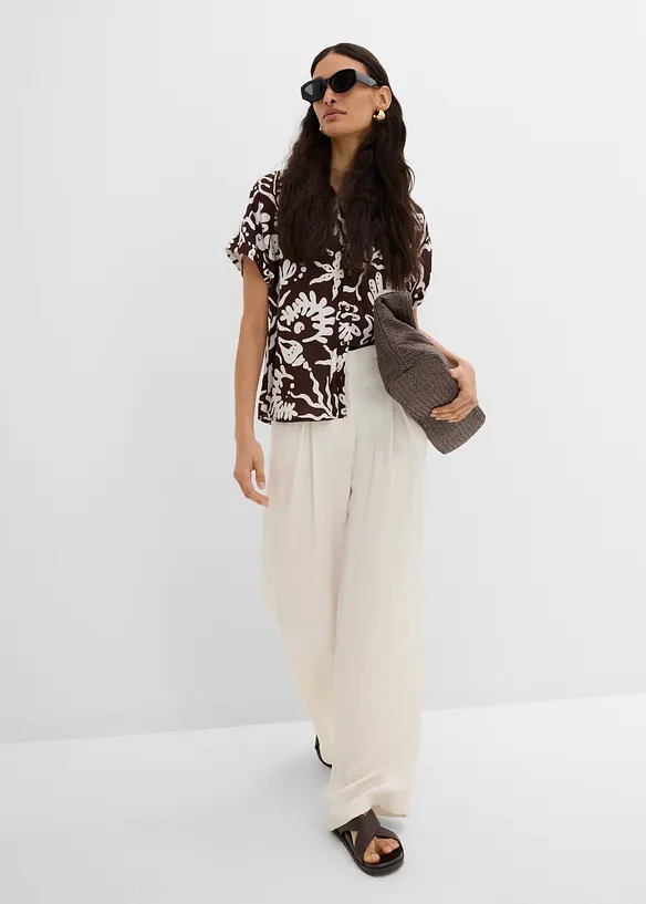 Pantaloni estivi in misto viscosa con pinces, bonprix