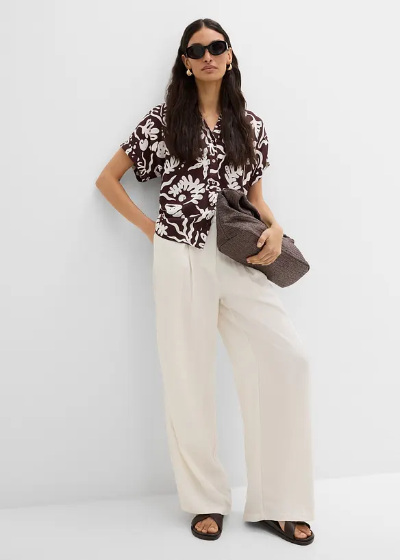 Pantaloni estivi in misto viscosa con pinces, bonprix