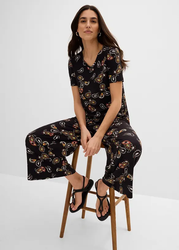 Maglia e pantaloni culotte in misto viscosa fluido (set 2 pezzi), bonprix