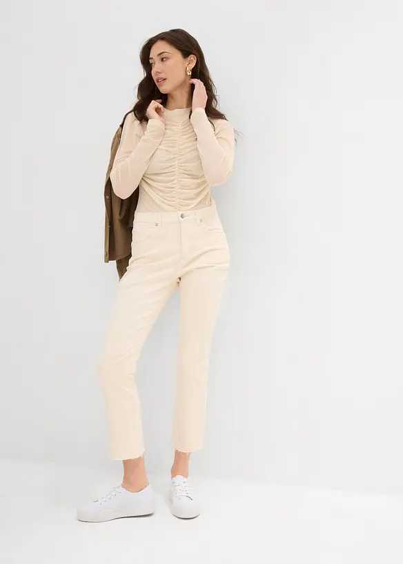 Jeans bootcut cropped, vita alta, bonprix