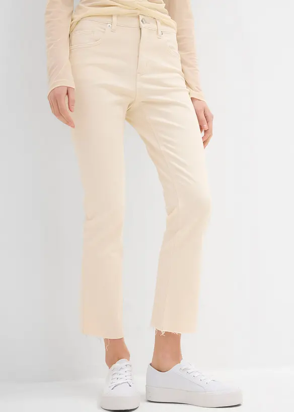 Jeans bootcut cropped, vita alta, bonprix