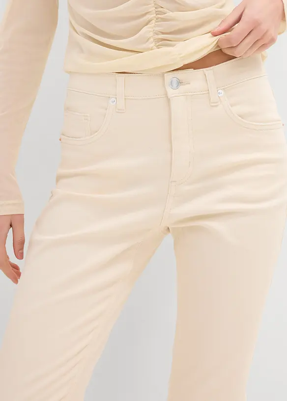 Jeans bootcut cropped, vita alta, bonprix