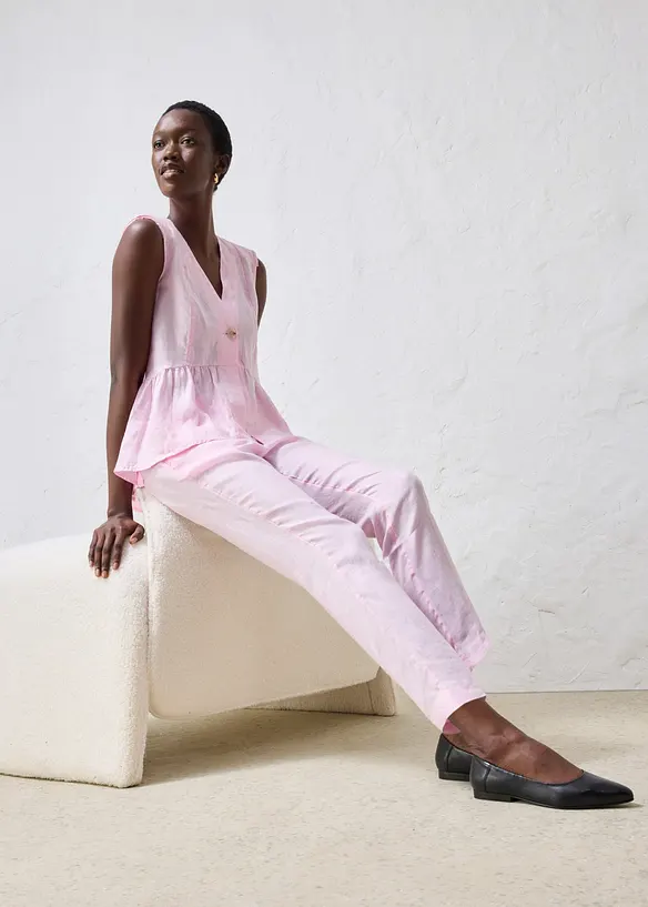 Pantaloni cropped in puro lino, bonprix
