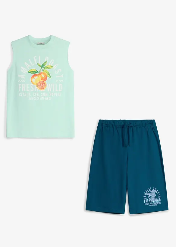 T-shirt e pantaloni corti in puro cotone biologico (set 2 pezzi), bonprix