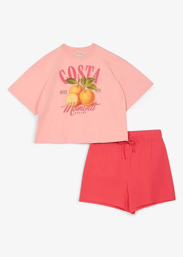 T-shirt e pantaloni corti in puro cotone biologico (set 2 pezzi), bonprix