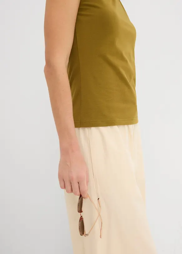 Top sciancrato in misto cotone elasticizzato, bonprix