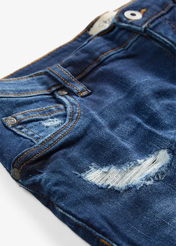 Shorts di jeans effetto sdrucito, vita media, bonprix