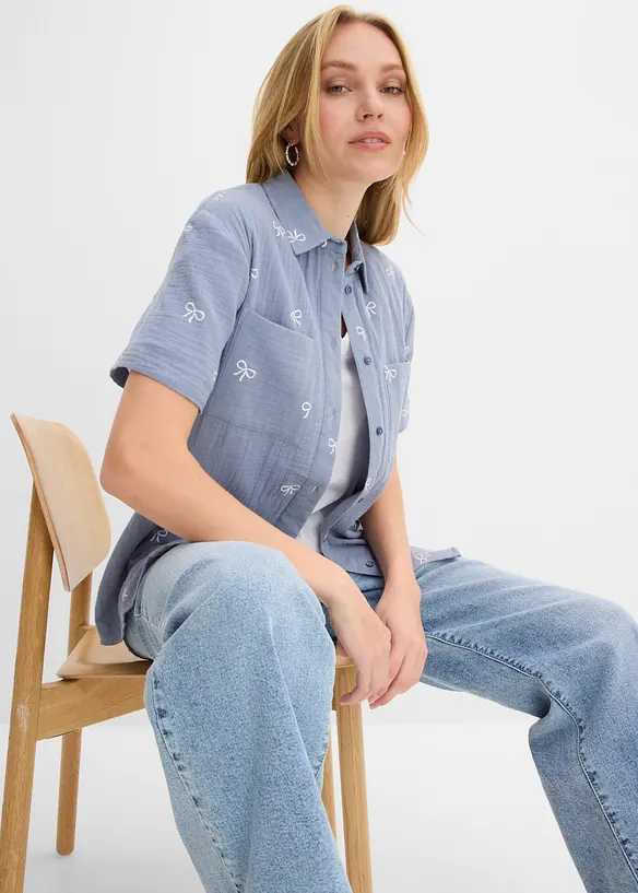 Camicia a maniche corte in mussola, bonprix
