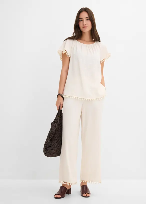 Pantaloni con elastico in vita in misto viscosa fluente, bonprix