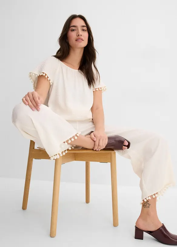 Pantaloni con elastico in vita in misto viscosa fluente, bonprix