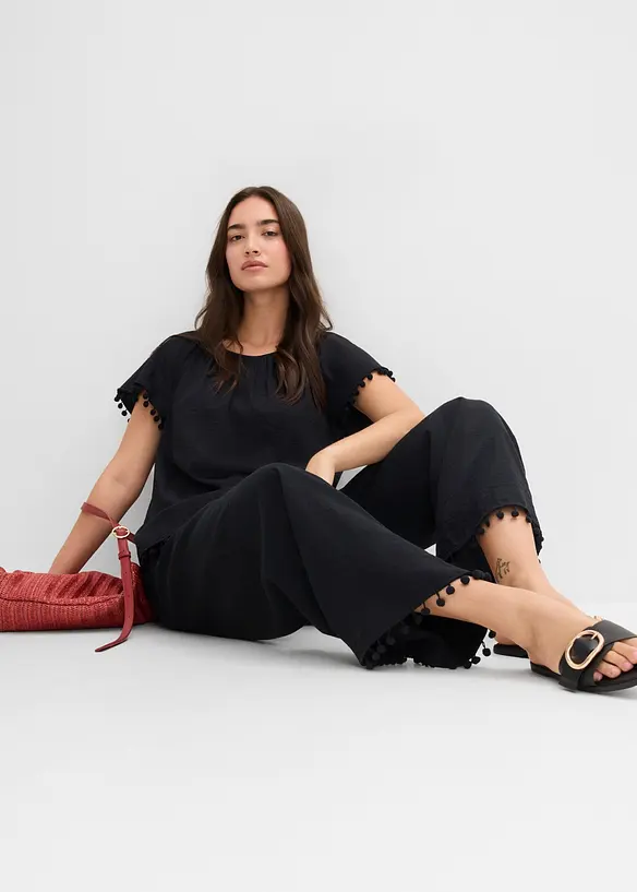 Pantaloni con elastico in vita in misto viscosa fluente, bonprix