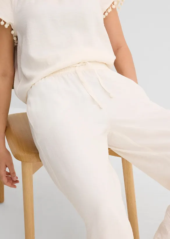 Pantaloni con elastico in vita in misto viscosa fluente, bonprix