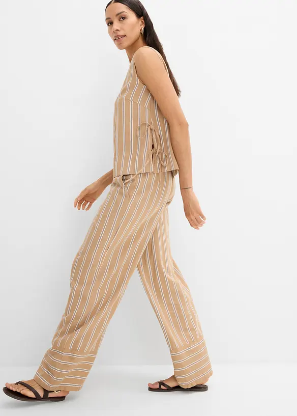 Pantaloni a righe con elastico in vita, bonprix