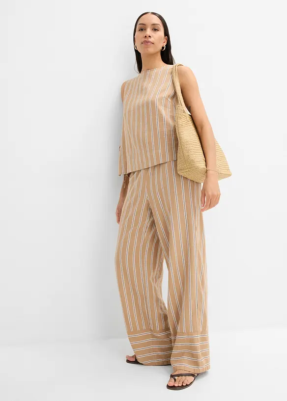 Pantaloni a righe con elastico in vita, bonprix