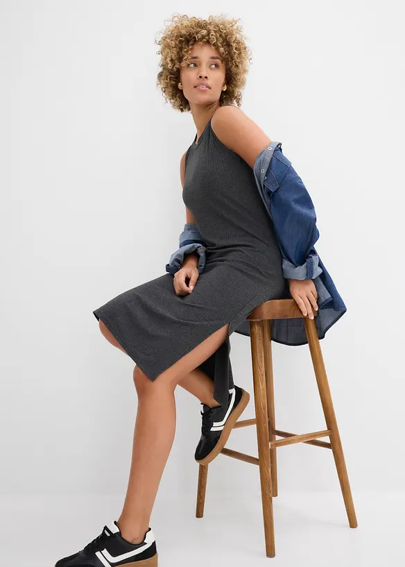 Abito a coste con spacchi ai lati in misto viscosa, bonprix