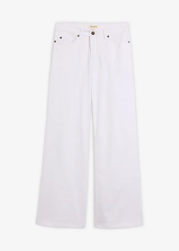 Jeans wide leg elasticizzati, vita media, bonprix