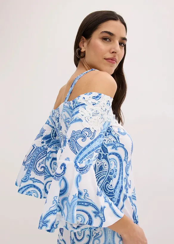 Abito svasato con spalle scoperte, bonprix