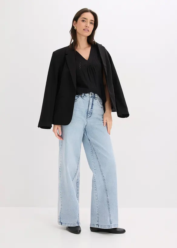 Top con ricami traforati, bonprix