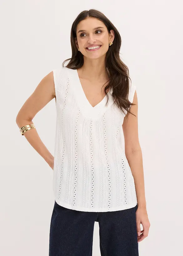 Top con ricami traforati, bonprix