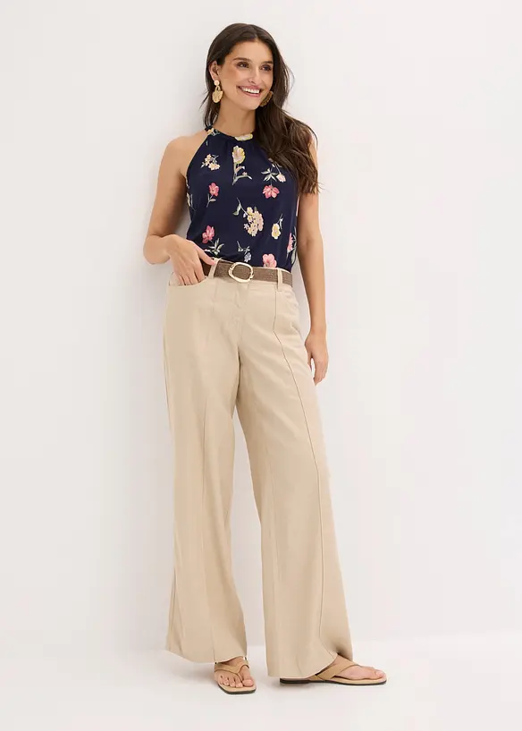 Pantaloni a palazzo in misto lino fresco e leggero, bonprix