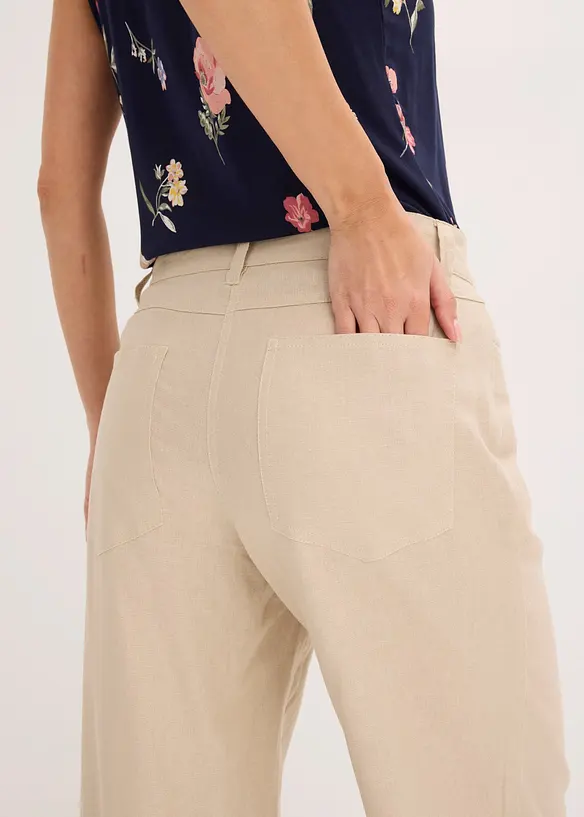 Pantaloni a palazzo in misto lino fresco e leggero, bonprix