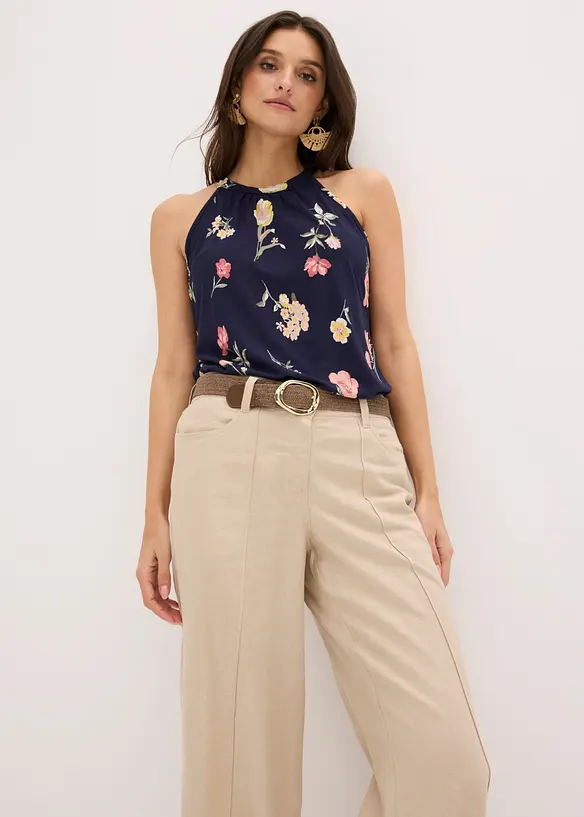 Pantaloni a palazzo in misto lino fresco e leggero, bonprix