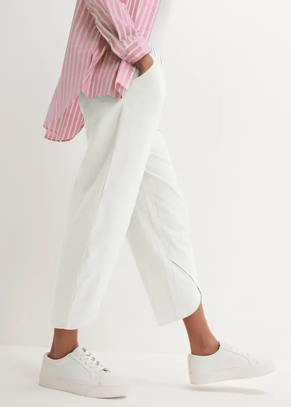 Pantaloni cropped in misto lino leggero, bonprix