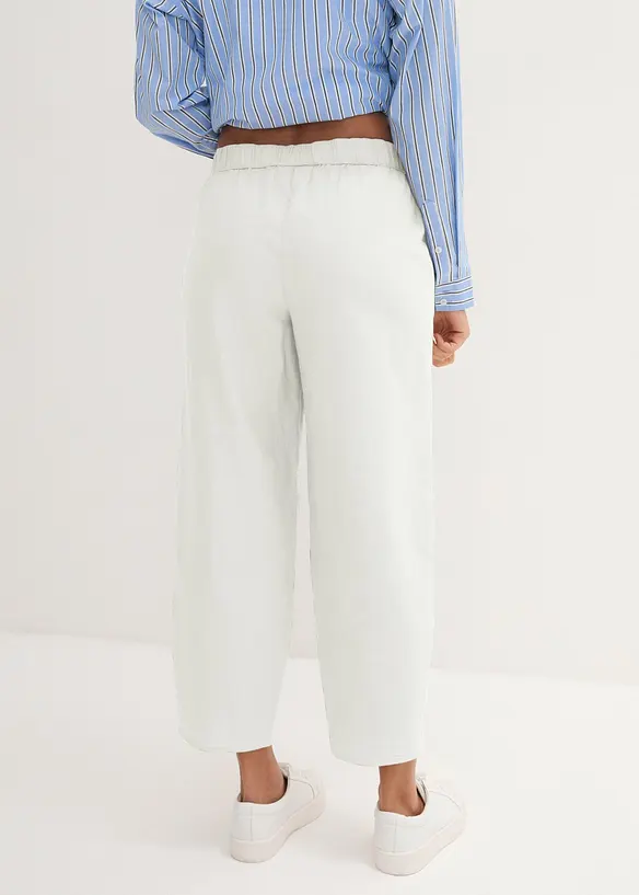 Pantaloni cropped in misto lino leggero, bonprix
