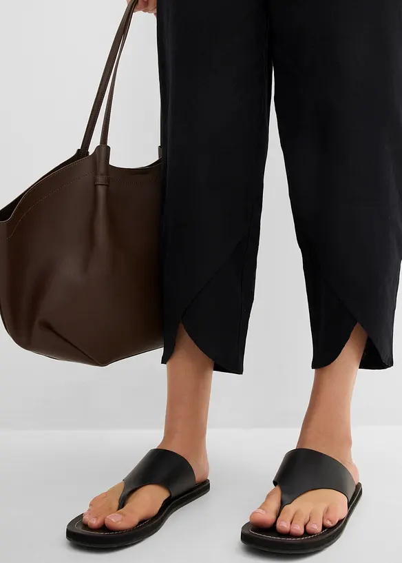 Pantaloni cropped in misto lino leggero, bonprix