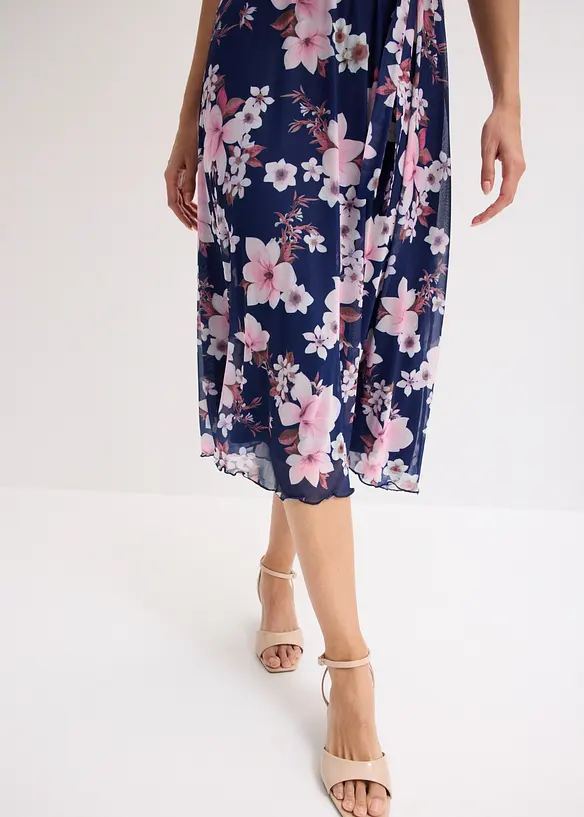 Abito midi in mesh fantasia, bonprix