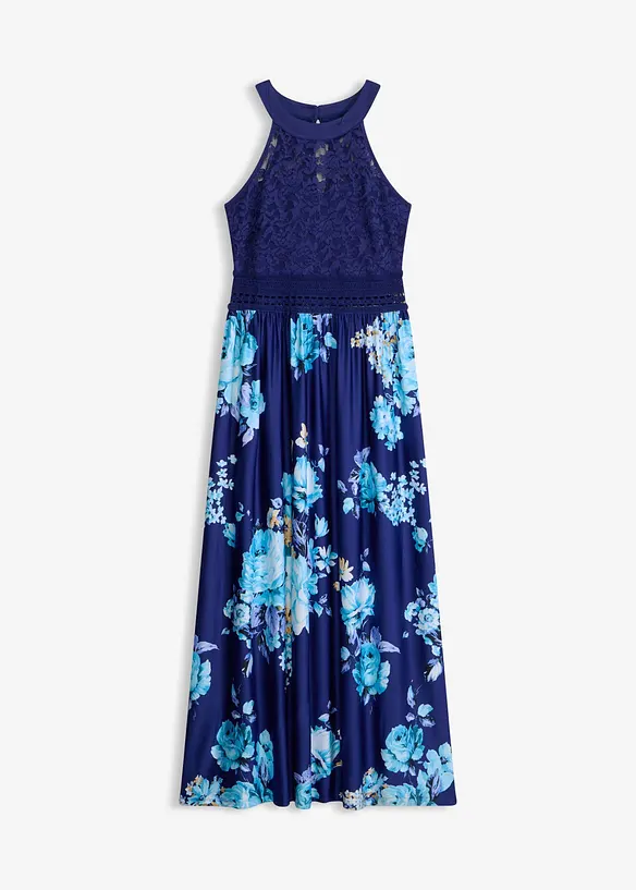 Abito lungo floreale con pizzo, bonprix