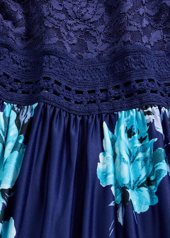 Abito lungo floreale con pizzo, bonprix