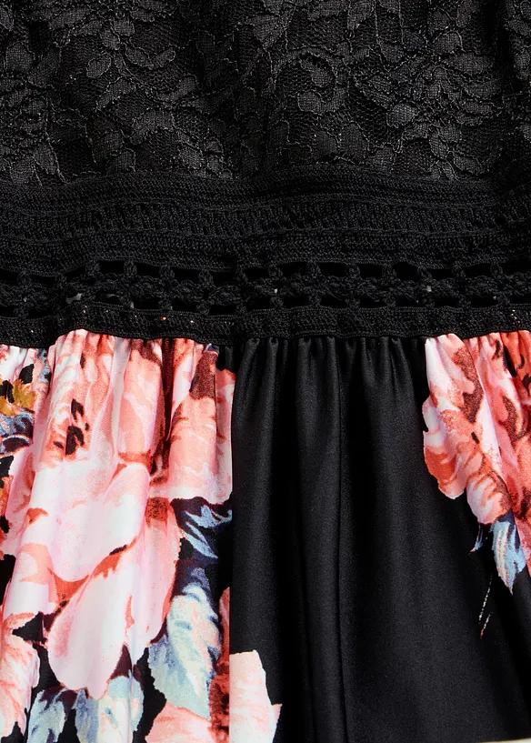 Abito lungo floreale con pizzo, bonprix