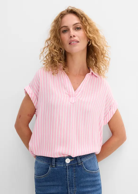 Blusa a maniche corte in viscosa fluente, bonprix