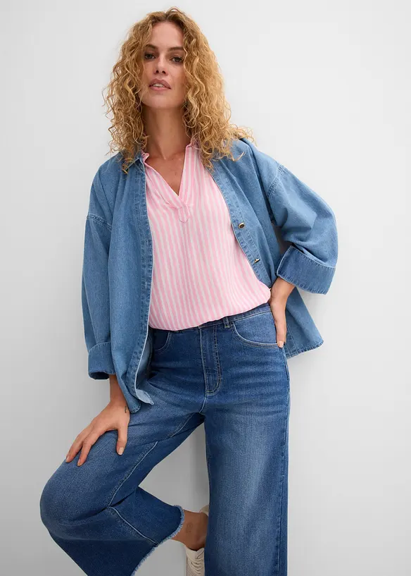 Blusa a maniche corte in viscosa fluente, bonprix