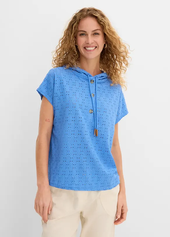 Maglia serafino con cappuccio, bonprix